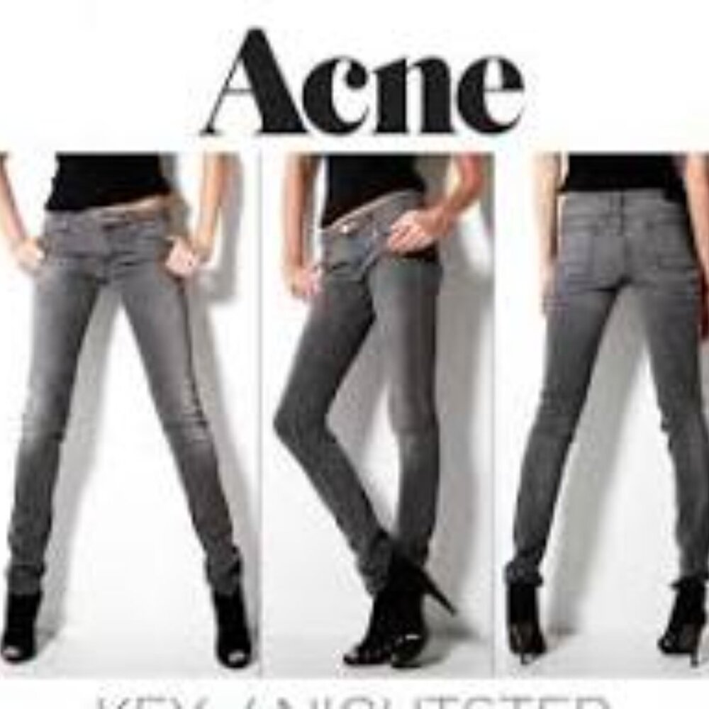ACNE Kex Nightster Gray Denim Low Rise Jeans Size 29